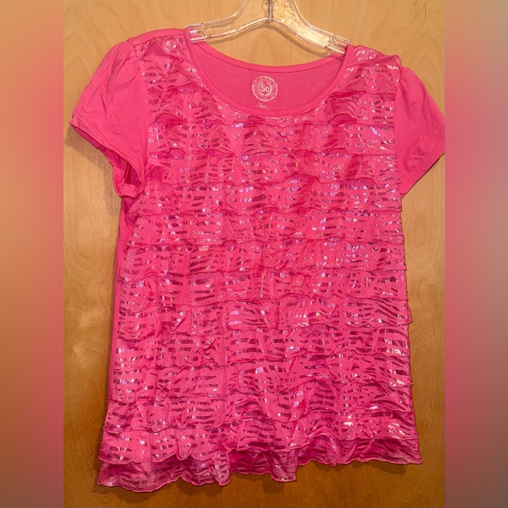 Sonoma SO Brand (Kohl’s) Girls Size 14.5 Pink Sequin Ruffle Top